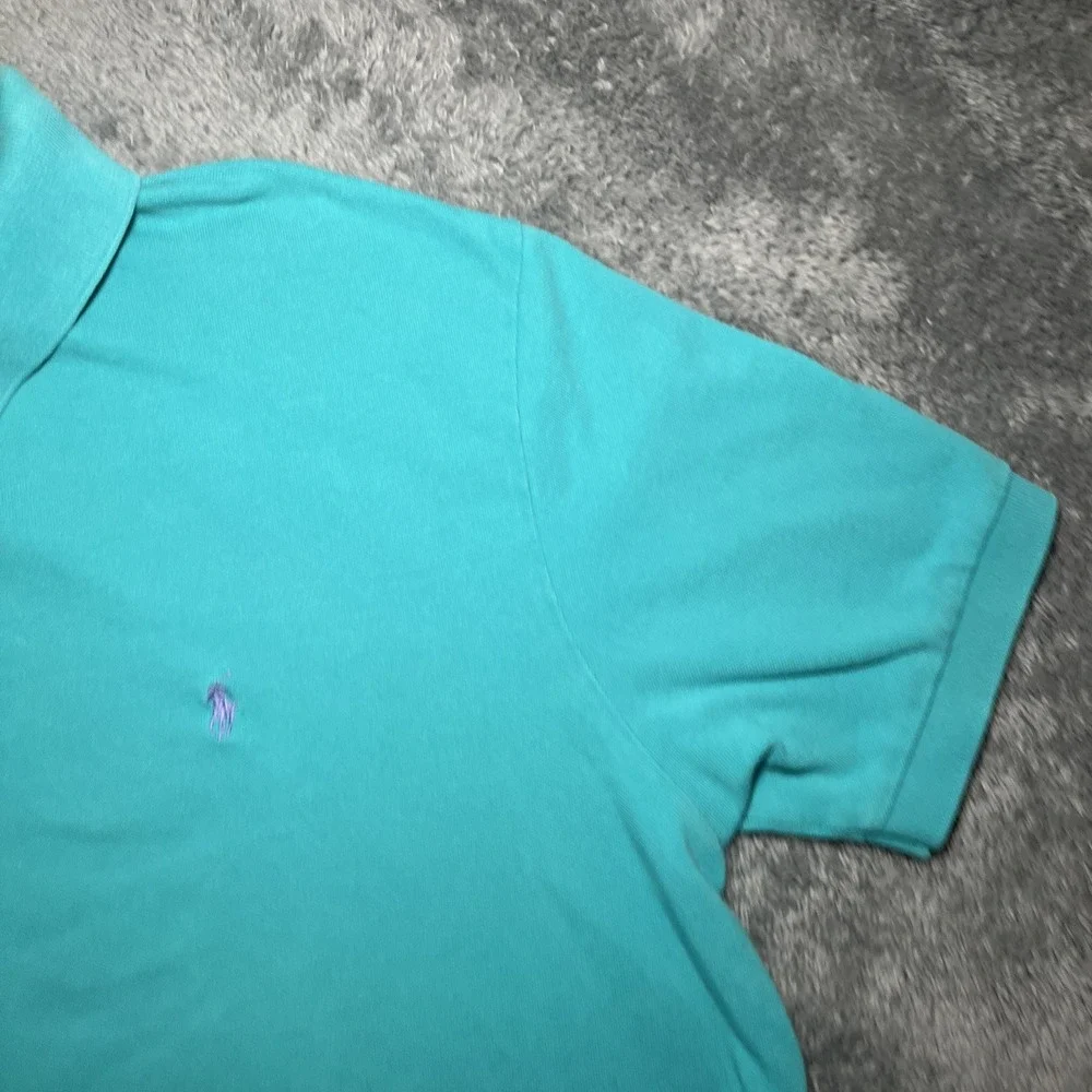 VTG Polo By Ralph Lauren Men's SZ XL Short Sleeve Aqua Blue Polo Lavender Pony
